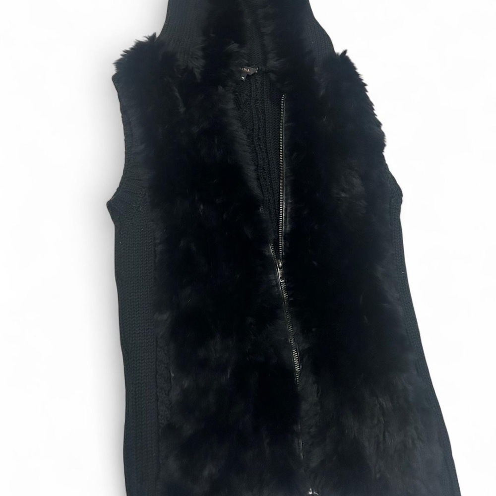 BCBG Black Cowl Neck Sweater with Faux Fur